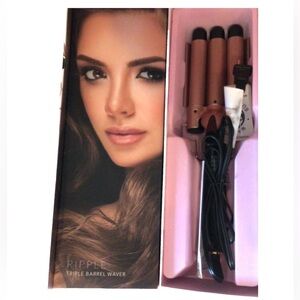 WAVER CURLING IRON LUXE AND WILLOW RIPPLE TRIPLE BARREL 1" BARRELS NIB